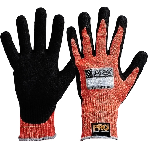 PRO SAFETY GLOVE ARAX PLATINUM PU/NIT DIP ON RED 13G LINER SZ 10